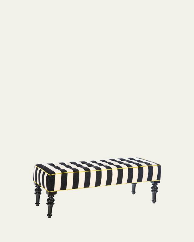 Chenille Black Stripe Marquee Bench